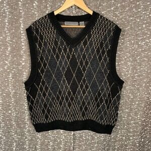 Vintage Le Collezioni Structure Knit Pullover Sweater Vest Retro Men's Large